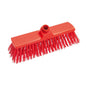 A Haug Bürsten KG BROOM, PBT HARD 300X70X65MM with stiff, angled Ø1.0mm PBT bristles and a central threaded hole for the handle attachment is depicted against a white background.