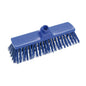The Haug Bürsten KG BROOM, PBT HARD 300x70x65mm, Ø1.0mm is a blue plastic broom head with stiff bristles and a central hole for the handle attachment, depicted on a white background.