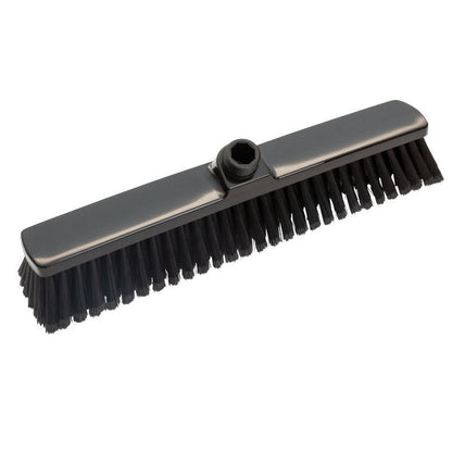 The LARGE AREA BROOM, SOFT 400x60x50mm from Haug Bürsten KG features a black broom head with soft, densely packed bristles and a central fitting for handle attachment - perfect for cleaning large areas.