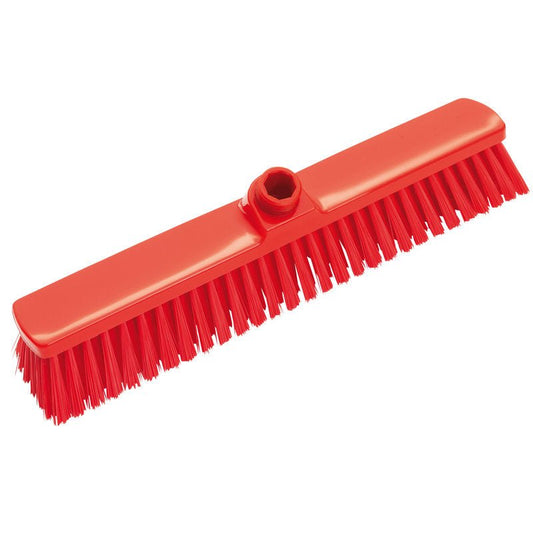 The LARGE AREA BROOM 400X60X50MM from Haug Bürsten KG with stiff bristles and a central handle opening is ideal for effective cleaning of large areas, pictured against a white background.