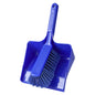 A blue Haug Bürsten KG SWEEPING SET (350x222x110mm) with a matching hand brush, both with textured handles and soft PBT bristles (Ø 0.25mm).