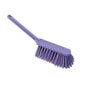 The HANDBESEN, SOFT, 310MM, UNSLOTTED from Haug Bürsten KG is a purple plastic hand brush with soft bristles and a hanging hole, ideal for cleaning and on a white background.