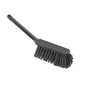 The Haug Bürsten KG HANDBESEN, SOFT, 310MM, SLITTED is a black, handheld cleaning brush with a long handle and soft, slitted bristles, ideal for cleaning tasks, pictured on a white background.