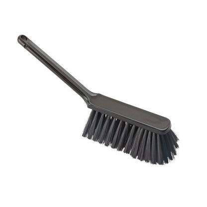 The HANDBESEN, SOFT, 310MM, UNSLOTTED from Haug Bürsten KG has soft bristles and a plastic handle, ideal for cleaning tasks, on a white background.