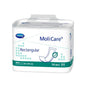 The MoliCare® packaging from Paul Hartmann AG presents the rectangular incontinence pads with the Hartmann logo. The package contains 50 pieces in the size 20 x 40 cm and is adorned with a pad illustration in blue and green tones.