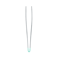 The Hartmann splinter forceps (Straight 9cm P25) from Paul Hartmann AG with light green rubber tip is depicted with the open ends facing upwards against a white background.
