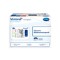 A packaging of the blood pressure monitor Veroval® Compact by Paul Hartmann AG with the device depicted on the packaging, showing a digital display of blood pressure values. The text is in German and emphasizes safety and precision.