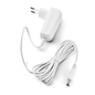 The Paul Hartmann AG Veroval AC/DC Adapter P1 features a white, two-pin plug on the left and a long, coiled cable with a cylindrical connector on the right. Its ribbed sides provide grip and make it ideal for powering devices like the Veroval upper arm blood pressure monitor.