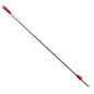 The Haug Alustiel 1450 mm ø 25MM broom handle from Haug Bürsten KG made of anodized aluminum tube has a red tip and a red connection. It features a hanging hole and meets the HACCP standard requirements for safety and quality. It is presented on a white background and is available in various colors.