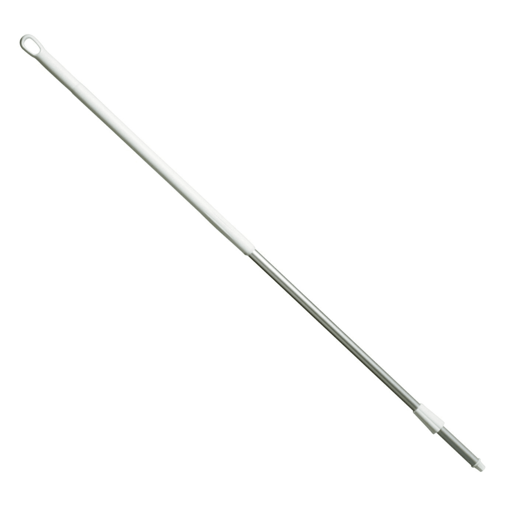 The plastic-coated aluminum handle brush from Haug Bürsten KG with a diameter of 1500 mm (32/25 mm) is available in various colors and features a telescopic construction, allowing the brush parts to be easily extended and retracted. The loop opening allows for convenient storage and meets the HACCP hygiene standard for optimal cleaning efficiency.