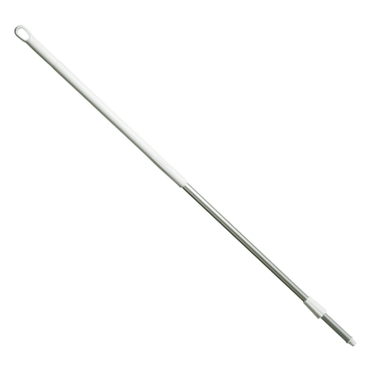 The plastic-coated aluminum handle brush from Haug Bürsten KG with a diameter of 1500 mm (32/25 mm) is available in various colors and features a telescopic construction, allowing the brush parts to be easily extended and retracted. The loop opening allows for convenient storage and meets the HACCP hygiene standard for optimal cleaning efficiency.