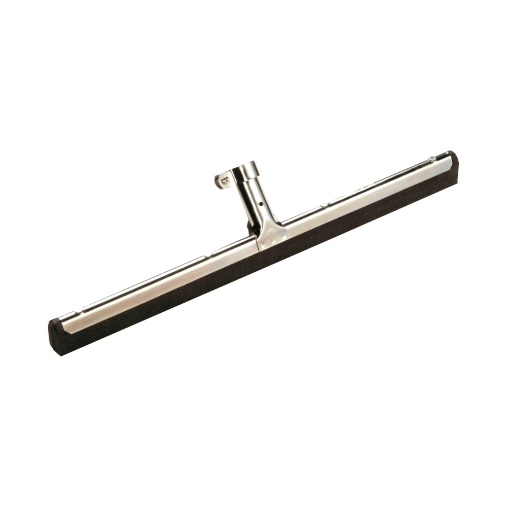 The Haug Bürsten water squeegee, double-lipped - 1 piece from Haug Bürsten KG is made of a metal and rubber construction and features a long, straight handle, perfect for cleaning and drying surfaces.