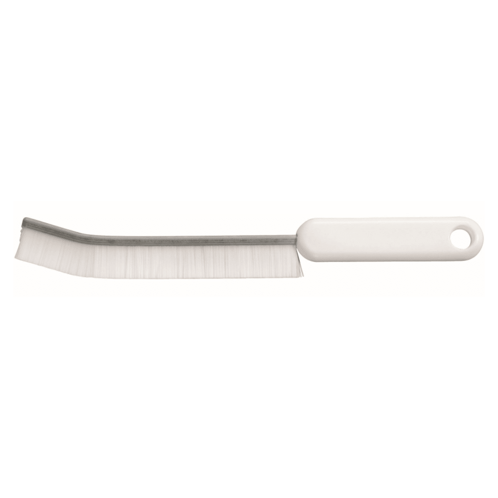 A narrow Haug joint brush from Haug Bürsten KG with a diameter of 0.40 mm, featuring hard bristles and measuring 228 x 12 x 16 mm, is ideal for cleaning tight spots and available in various colors.
