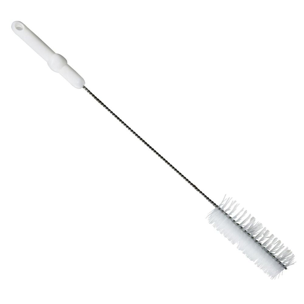 The Haug PBT Pipe Brush from Haug Bürsten KG features a slim design with densely packed bristles, making it perfect for cleaning narrow containers. It has a white plastic handle reinforced with V2A stainless steel wire and features a loop for easy hanging.