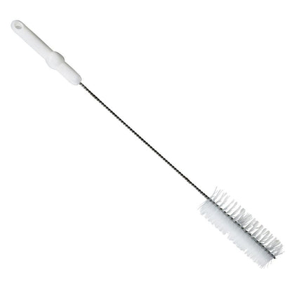 The Haug PBT Pipe Brush from Haug Bürsten KG features a slim design with densely packed bristles, making it perfect for cleaning narrow containers. It has a white plastic handle reinforced with V2A stainless steel wire and features a loop for easy hanging.