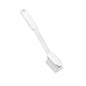 The Haug Narrow Nylon Dish Brush Medium Hard White by Haug Bürsten KG is a white plastic cleaning brush with durable nylon bristles and a long handle with a hanging hole, ideal for professional cleaning. Size: 255 x 33 x 70 mm.