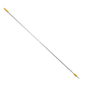 The telescopic handle, available in various colors, extendable from 2180 to 4000 mm with a diameter of 25/22 mm from the company Haug Bürsten KG, features a long, white telescopic construction with a yellow handle at one end and a threaded tip at the other end, making it ideal for attaching various cleaning tools.