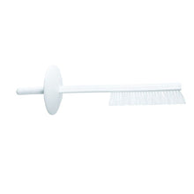 A Haug cutter brush with a protective shield from Haug Bürsten KG with a round handle and long bristles is depicted on a white background. Its round protective shield near the handle provides additional protection.