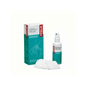 The Holthaus Medical YPSILIN® wound cleaning set from Holthaus Medical GmbH & Co. KG contains a box, a bottle, and several gauze compresses. Both the box and the bottle have a white background with blue-green and red accents and bear the German inscription "YPSILIN". The Holthaus Medical bottle is equipped with a spray nozzle, while the gauze compresses are white squares intended for wound cleaning.