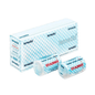 Two rolled bandages with the label "Idealbinde" are displayed in front of a box labeled "Holthaus Temedia®". The box is blue and white patterned and indicates that the elastic bandages are 8 cm x 4 m in size. The product is apparently medical elastic bandages from Holthaus Medical GmbH & Co. KG.