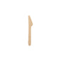 Against a white background stands a single PAPSTAR "pure" wooden knife 16.5 cm from PAPSTAR GmbH. This wooden knife with a straight handle and one-sided serrated edge represents simplicity and sustainability.