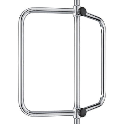A disposable metal turnstile with a vertical rod and a square rotating arm, often equipped with the Novocal infusion pump holder for Novocal pumps, to securely fasten infusion pumps in public or commercial areas.