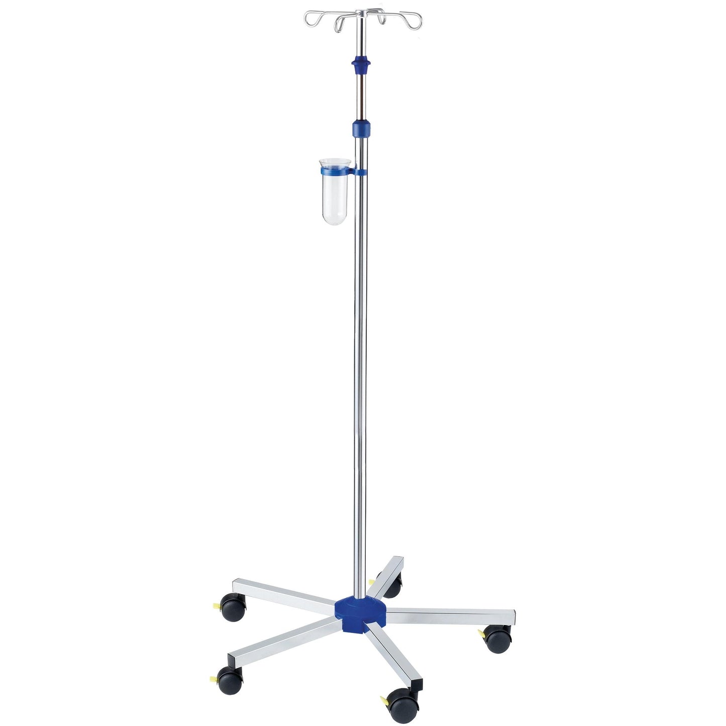 The Novocal infusion stand made of stainless steel (tube diameter 25/18 mm, one-hand safety height adjustment, package of 1 piece) offers reliability and comfort for medical applications.
