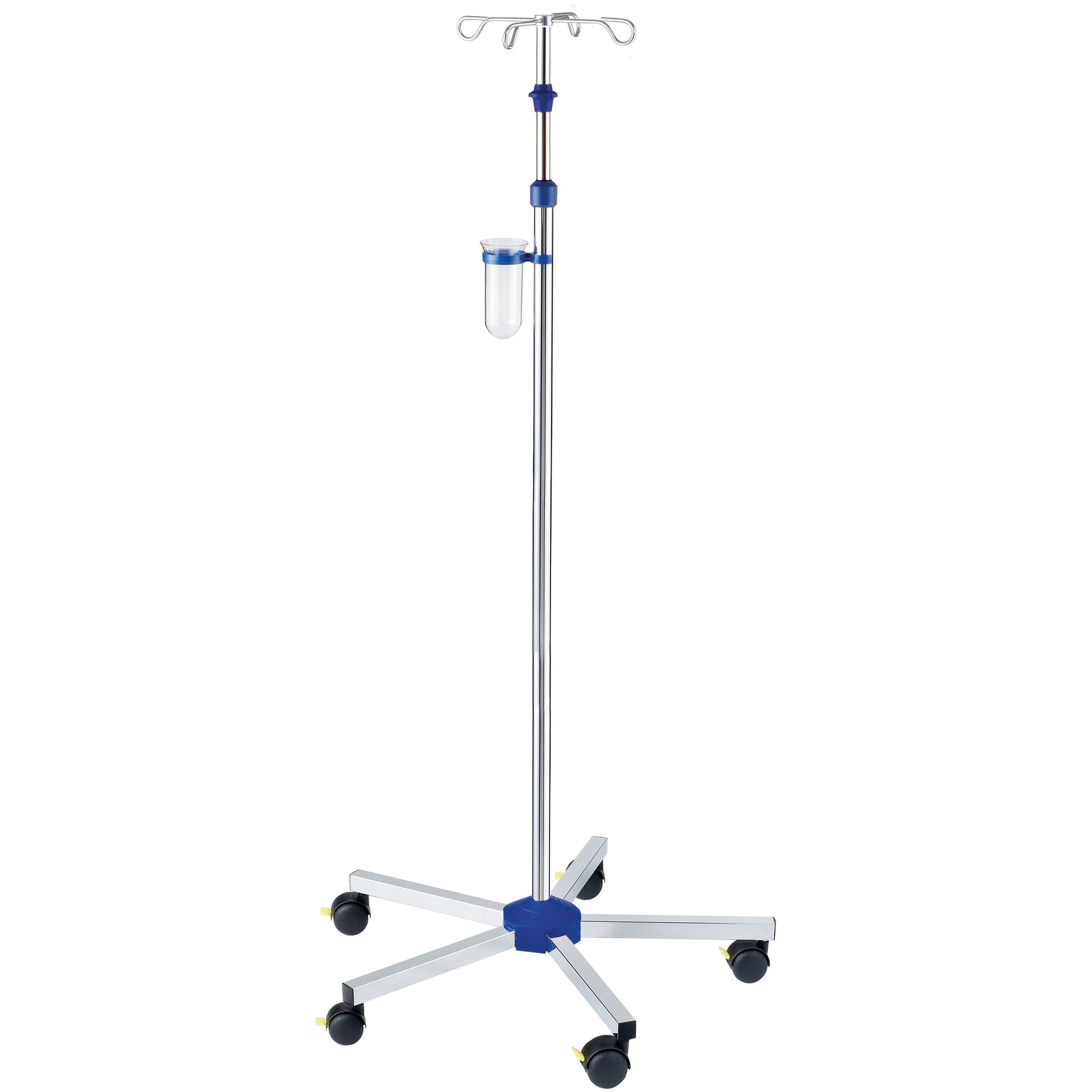 The Novocal infusion stand made of stainless steel (tube diameter 25/18 mm, one-hand safety height adjustment, package of 1 piece) offers reliability and comfort for medical applications.