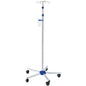 The Novocal infusion stand made of stainless steel (tube diameter 25/18 mm, one-hand safety height adjustment, package of 1 piece) offers reliability and comfort for medical applications.
