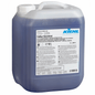 A 10-liter container made of transparent plastic with a white lid and handle, filled with blue liquid. The label shows the product name "Kiehl Profloor Concentrate For One-Step Mopping" by Johannes Kiehl KG, with instructions for use and safety information.
