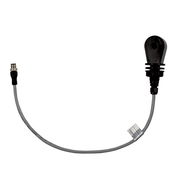 Pictured is a black-gray Johannes Kiehl KG inductive conductivity probe with a 50 cm cable and plug for installation in the water tank of a dishwasher against a white background.