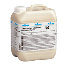 A 5-liter Johannes Kiehl KG Thermodur-diamant high-solid acrylic dispersion (carton, 2 bottles) with high coverage and detailed multilingual labels on the side.