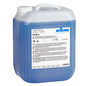 A 10-liter container made of translucent plastic with Kiehl GlasKing window, glass, and all-purpose cleaner from Johannes Kiehl KG, with a white info label, blue liquid, a handle, and a white screw cap.