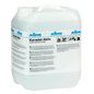 White 10-liter plastic container from Johannes Kiehl KG with the inscription "Kiehl Keradet-Active Alcohol Universal Cleaner", with printed instructions, safety symbols, a handle, and a screw cap. Suitable for all surfaces.