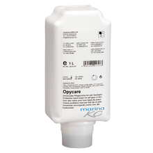 White 1-liter bottle of Johannes Kiehl KG Kiehl Opycare Universal Care Lotion for all skin types, with rectangular shape and multilingual product information on the front label; suitable as a lotion for all skin types.