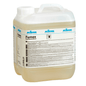 A 5-liter container made of clear plastic with a white lid and handle, filled with a yellowish liquid. The label reads "Kiehl Fumex Smoke Resin Remover" by Johannes Kiehl KG, a cleaner for smoking areas, with information and instructions in German.
