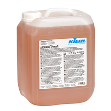 A 10-liter canister of Kiehl ARCANDIS-Presoft Gentle Pre-cleaner from Johannes Kiehl KG, with a white screw cap and a large multilingual label with product and safety information. The Kiehl brand is prominently displayed on the label.