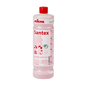 The 1,000 ml plastic bottle of Kiehl Santex Intensive Sanitary Cleaner by Johannes Kiehl KG has a red cap, a red label with application instructions, pictograms, and product information, as well as a green certification mark, and is an effective sanitary cleaner and descaler.