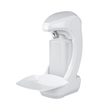 The Kiehl Ophardt RX 5T Touchless by Johannes Kiehl KG is a white, wall-mounted dispenser for 500 ml EURO bottles made of plastic with a backplate and drip tray. The front is open for easy monitoring and refilling. Batteries included.