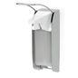 The Kiehl Ophardt ingo-man plus IMP TLS E/24 is a wall-mounted soap and disinfectant dispenser made of stainless steel with a long lever, for KIEHL Euro format rectangular bottles, translucent container, and digital stroke counter. Brand: Johannes Kiehl KG.