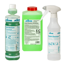 A 6-pack of Johannes Kiehl KG Kiehl-Desisan 500 ml empty funnel bottles, each with a foam sprayer - perfect for professional cleaning.