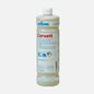A 1-liter bottle of Johannes Kiehl KG Kiehl Corvett Basic Cleaner for Porcelain Stoneware Tiles with a white cap and multilingual label. The light yellow liquid ensures thorough cleaning of various surfaces.