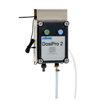 The Kiehl DosiPro2 Programmable Quantity Dosing Device from Johannes Kiehl KG has a rectangular design with a gray-black front panel, labeled buttons, cables, and hoses mounted on a white background.