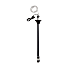 A black-silver cylindrical liquid transfer pump, Kiehl suction lance standard seal EPDM with empty message sensor from Johannes Kiehl KG, suitable for 10/20 L canisters, depicted on a white background.