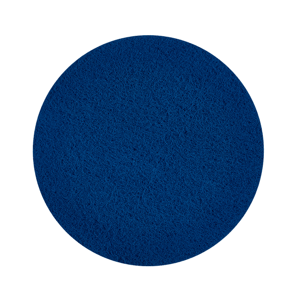 A round, flat, blue Kiehl Legno pad sanding pad by Johannes Kiehl KG with a textured surface for wood care, depicted on a white background.