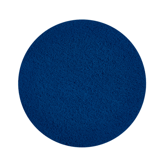 A round, flat, blue Kiehl Legno pad sanding pad by Johannes Kiehl KG with a textured surface for wood care, depicted on a white background.