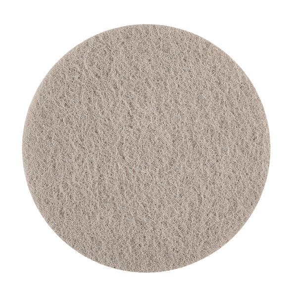 Pictured is a round, flat Kiehl Litho-Pad 4.0 17 inch (43.2cm) from Johannes Kiehl KG with a light gray, textured surface from above; ideal for professional cleaning. The package contains 5 pieces.