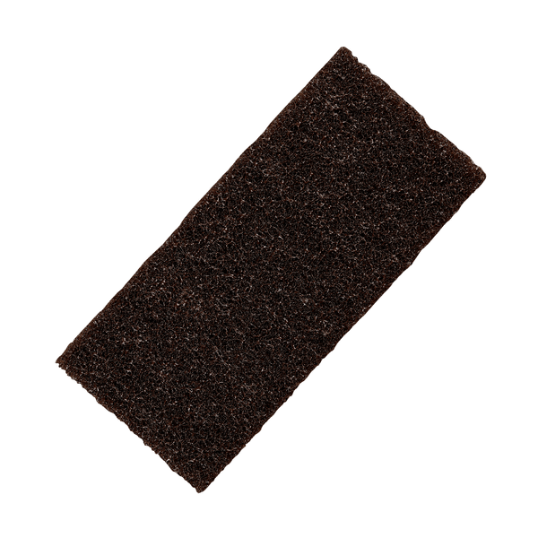 The Kiehl cleaning pad brown, very hard (12 x 25 cm, 1 piece) from Johannes Kiehl KG, a robust cleaning tool, is rectangular and depicted on a white background.
