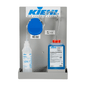 A wall-mounted Johannes Kiehl KG Kiehl-DosiExpress 25 ml pump for Desinet-compact concentrate or Blutoxol, with a transparent hose, a 1L "Profess" bottle, and a 2L blue "Profess-Concentrate" or Desinet-compact bottle.