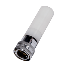 A close-up of a metal and white plastic adapter from Johannes Kiehl KG from the Kiehl foam attachment for LW FOC spray nozzle (1 piece), isolated on a white background.